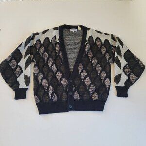 Vintage 80s 90s Knit Cosby Style Cardigan Sweater Preppy Size Large Santana Ltd